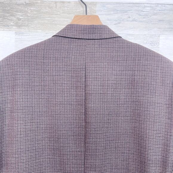 Jos A Bank Travelers Wool Tailored Fit Sport Coat Brown Plaid Mens 44L 44 Long - Picture 6 of 8